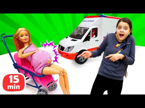 Видео: Кукла Барби: беременность, прическа и ванна! Видео про игрушки для девочек с Barbie - все серии