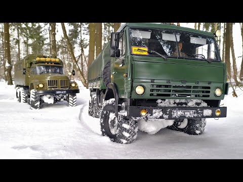 Видео: Камаз vs ЗиЛ-131 по Снегу. Радиоуправляемые Модели Грузовиков в масштабе 1/10