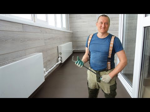 Видео: Как сделать центральное отопление на лоджии. Укладка пробки на пол. Бердск. Новосибирск.