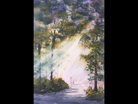Видео: Солнечные Лучи в Парке. АкварельSun Rays in Park- watercolour