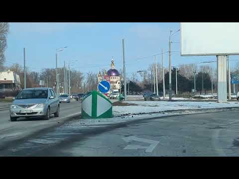 Видео: Долання перехрестя з рухом по колу Набережна Перемоги - Космічна ( маршрут 9 ) ТСЦ 1242