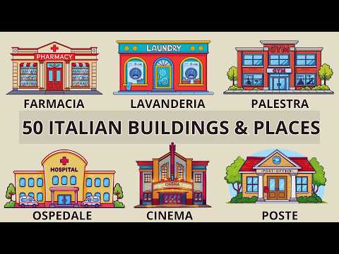 Видео: 50 слов о зданиях и местах на итальянском языке для начинающих | Уровень A1 | С картинками и тестом