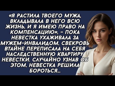 Видео: Пока невестка ухаживала за мужем-инвалидом, свекровь втайне переписала на себя квартиру невестки