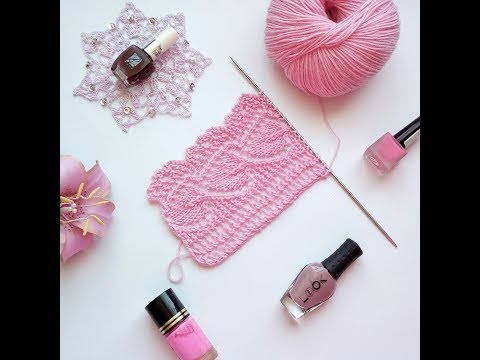 Видео: Вяжем кружево на спицах.  Узор с листьями.