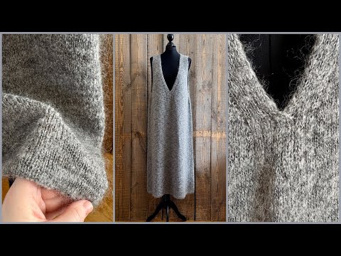 Видео: 4. Сарафан с V-образным вырезом спицами сверху. 4 часть.