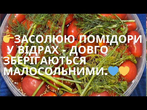 Видео: 👉Вдосконалений рецепт малосольних помідорів у відрах пластикових. Ферментовані або квашені.💙💛