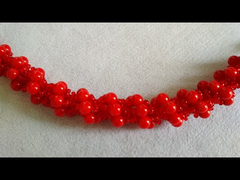 Видео: Колье из коралловых бусин. Американский крученый жгут. Necklace. DIY