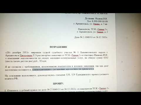Видео: Как заполнять возражение на судебный приказ