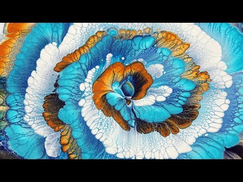 Видео: (210) Цветок русалки - Обратный цветок, погруженный в бумажное полотенце - Техника акриловой заливки