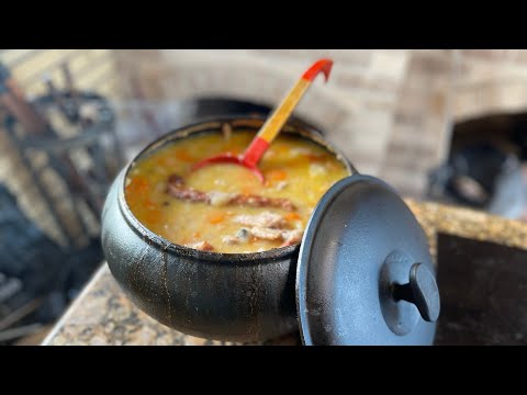 Видео: Русская печь - суп гороховый с копченостями.