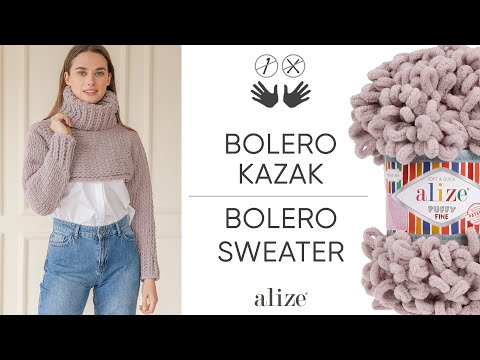 Видео: Alize Puffy Fine ile Bolero Kazak • Trendy Bolero Sweater • Болеро Свитер