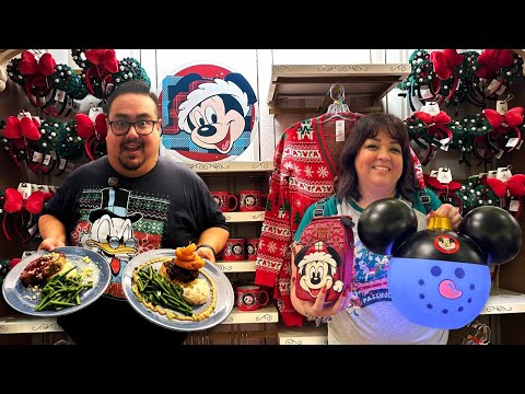 Видео: Рождественские мотивы Disney 2025! Мерч Magic Kingdom + обзор праздничной еды в ресторане New Plaza!