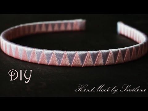 Видео: Декор ободка Как оплести ободок двумя лентами DIY Hair Hoop Decor How to wrap a hair hoop