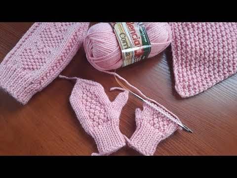 Видео: Комплект "Нежность". Шапка, шарф, варежки спицами. Часть 4. Варежки.