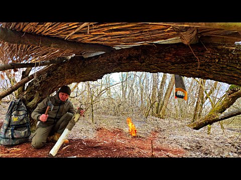 Видео: Строительство водонепроницаемого укрытия из тростника Бушкрафт в секретном месте | Теплая и уютная