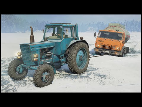 Видео: ТРАКТОР ВЫТАЩИЛ КАМАЗ На ЗИМНИКЕ! - SnowRunner