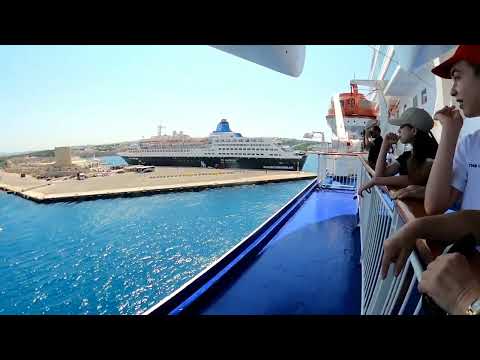 Видео: Круиз Мано Сапанут, июль 2024. Хайфа - Родос - Санторини. Пришвартовка в порту Родоса