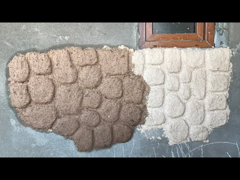 Видео: Стена под камень из яичных лотков и картона. Как делаю состав? Пропорции.