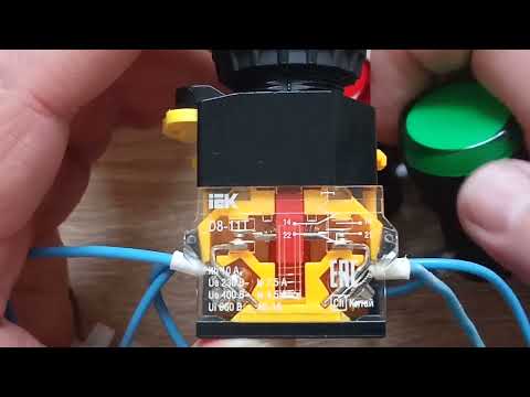 Видео: Кнопка управления D8-11T с фиксацией зеленая IEK подключение индикаторов