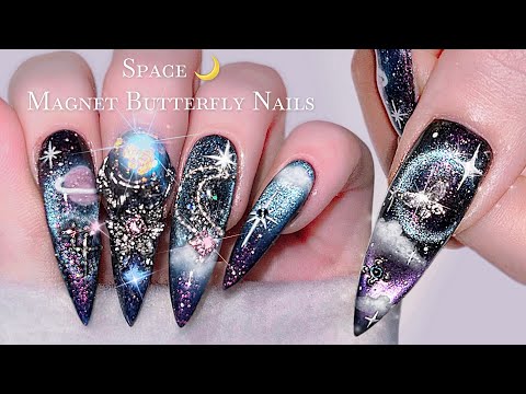 Видео: Млечный путь на кончиках пальцев 🌌 Магнитный гель-галактика нейл-арт 💫