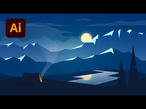 Видео: Ночной пейзаж в Adobe Illustrator