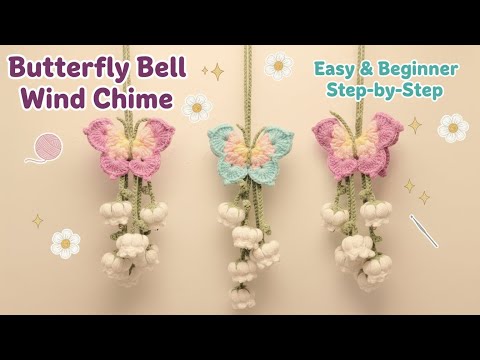 Видео: Вязаный крючком колокольчик с бабочками и ландышами: легко и для начинающих