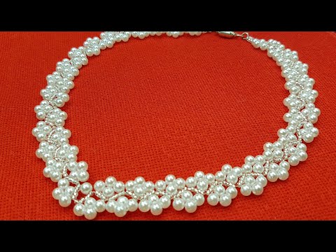 Видео: Pearl necklace/Beaded necklace/Pearl collar/Колье из бусин/Колье из жемчуга