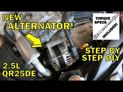 Видео: Замена генератора Nissan Altima 2013-2018 [2.5L QR25DE]