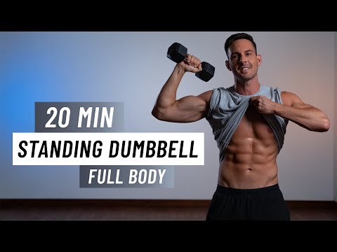 Видео: 20-минутная тренировка с гантелями на всё тело — стоя — силовая тренировка дома