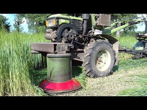 Видео: Самодельная роторная косарка 1.35 к мотоблоку | Покос ячменя под 0 | Часть 2
