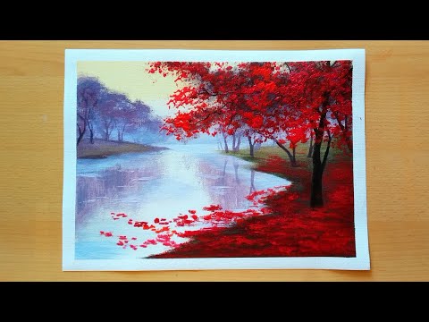 Видео: 🍂 Рисуем осенний пейзаж гуашью 🍁 поэтапно для начинающих