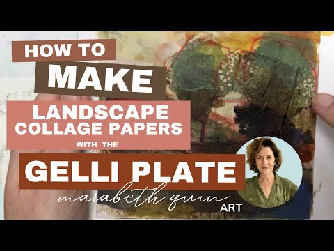 Видео: Как сделать коллаж из пейзажной бумаги в смешанной технике с помощью пластины Gelli