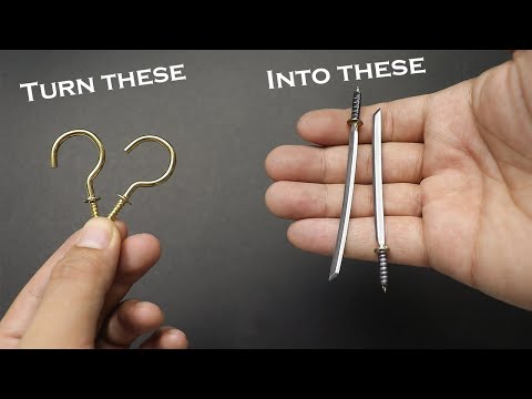 Видео: Превращение металлического крючка в миниатюрную катану - сделай сам