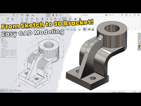 Видео: Моделирование кронштейна подшипника в SolidWorks | Легкий CAD урок