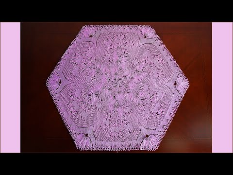 Видео: Салфетка спицами шестиугольная. Часть 1.