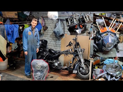 Видео: Спасаем мотосезон и отпуск -Сборка,запуск и испытания мотора мотоцикла-мечты Harley-Davidson FLHRCI