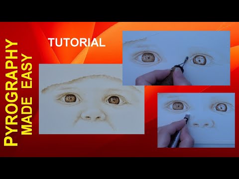 Видео: Baby Eyes Портрет Пирография Учебник по технике выжигания по дереву