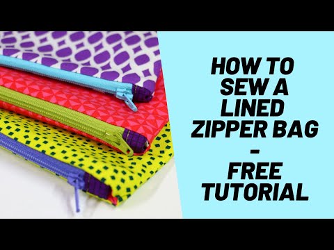 Видео: Как сшить сумку-молнию с подкладкой — БЕСПЛАТНОЕ руководство по изготовлению сумок-молний — Быстр...