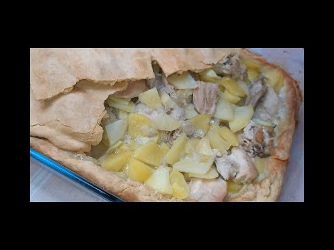 Видео: Домашний пирог из кролика с картофелем.