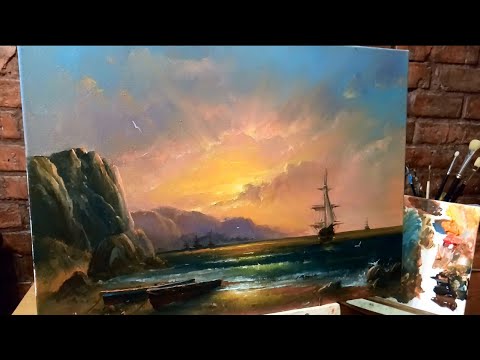 Видео: #44 Вечерний МОРСКОЙ ПЕЙЗАЖ маслом. Как нарисовать море | EVENING SEASCAPE. How to Paint Seascape