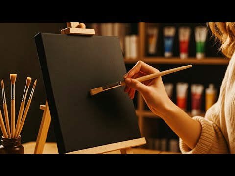 Видео: 🍂 Рисуем «Шёпот осени» на чёрном холсте 🎨 | Расслабляющий урок по акриловой живописи
