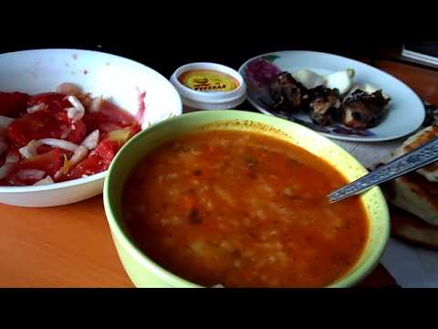 Видео: ОБЖОР:СУП ХАРЧО,ЖАРЕНЫЕ РЕБРА,САЛАТ ИЗ МАРИНОВАННЫХ ПОМИДОР.