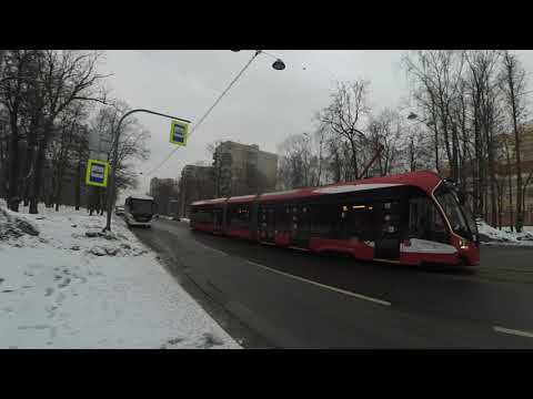 Видео: Невский по 55 трамваю Болотная ул.-Светлановская пл. СПб 14-*: 71-932 Невский 7762 по №55 (31.01.24)