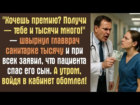 Видео: ＂Хочешь премию？ Получи — тебе и тысячи много!＂ — швырнул главврач санитарке тысячу и при всех заявил