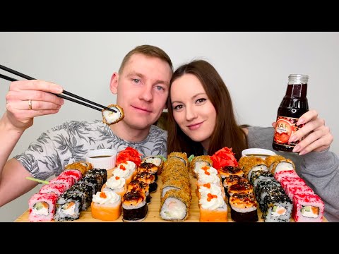 Видео: Мукбанг Роллы суши КОНКУРС Mukbang sushi rolls