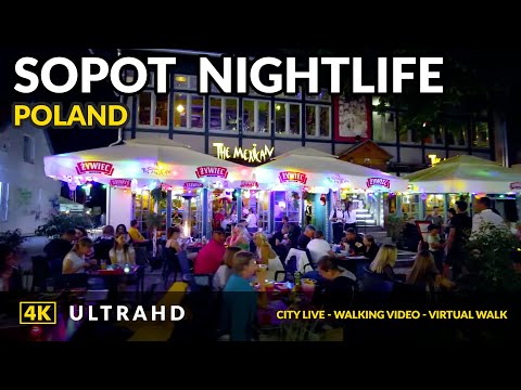 Видео: 4K Ночная жизнь Сопота Польша ❤️ Пешеходная экскурсия - Центр города