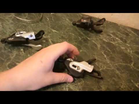 Видео: Различия манеток Shimano XT-SLX-Deore-Alivio шифтеры разница