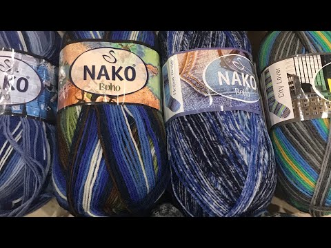 Видео: Носочная пряжа Nako Boho и Comfy от Сеам. Подбираю однотонных компаньонов для секционной пряжи