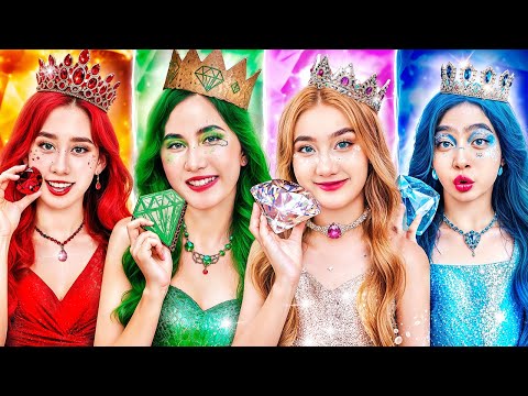 Видео: Девушка Изумруд, Рубин, Бриллиант И Сапфир! Бедная vs Гига Богатая На Конкурсе Преображения