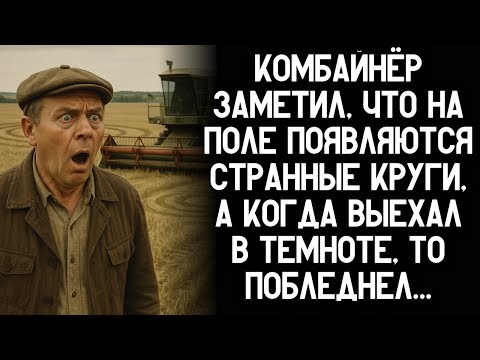 Видео: Комбайнёр заметил, что на поле появляются странные круги, а когда выехал в темноте, то побледнел...